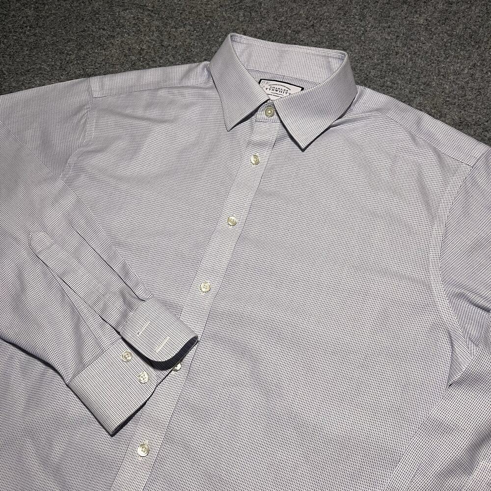 Charles Tyrwhitt Shirt Mens 17 34 Classic Fit Oxford Long Sleeve Button Up Blue